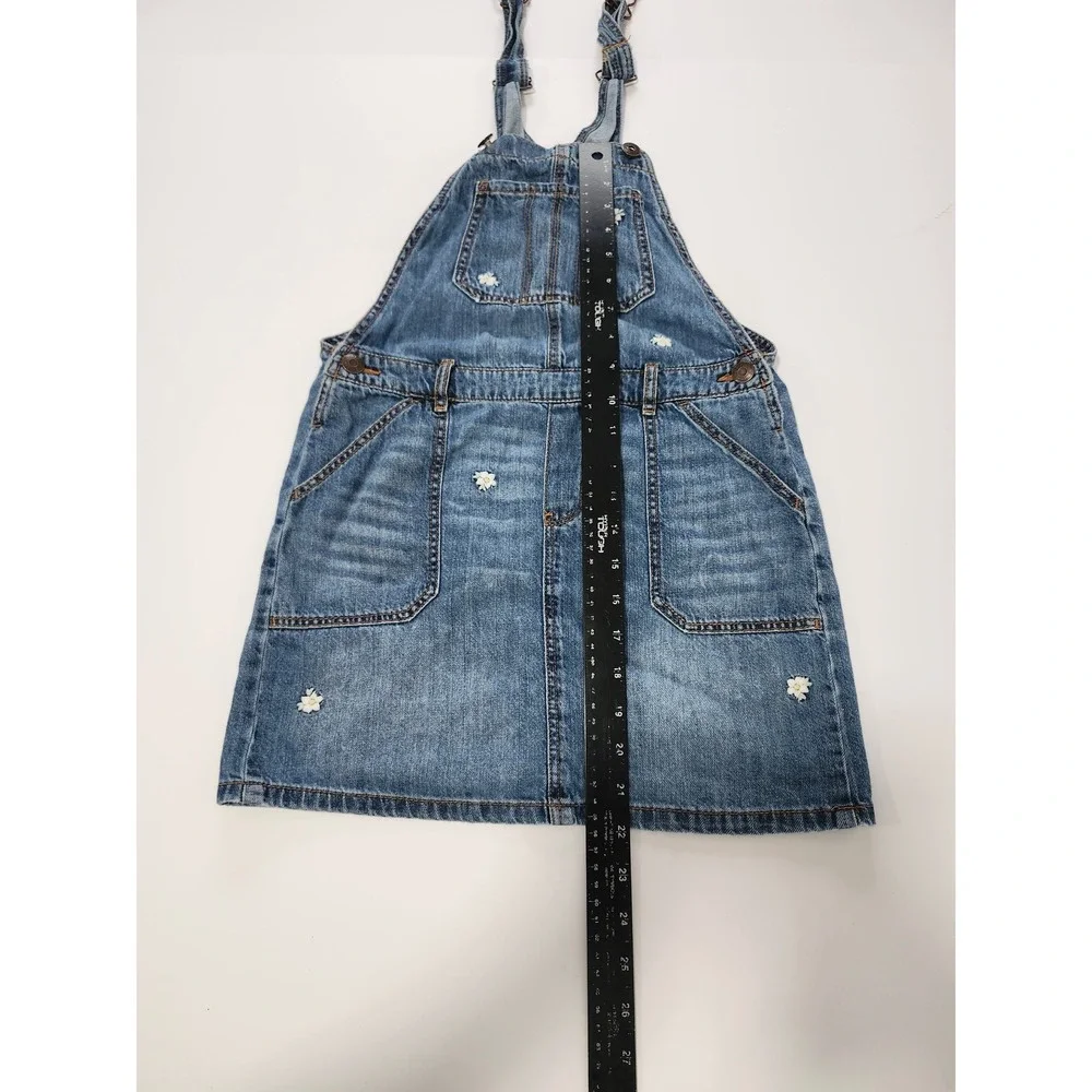 OshKosh B'gosh Girls Blue Denim Daisy Embroidered Overall Jumper Dress Size 10